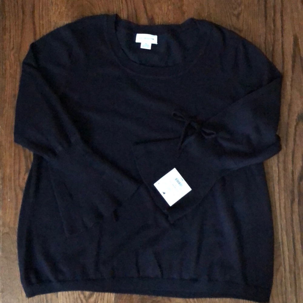 Liz Claiborne Long Sleeve Boat Neck Tie sweater - Picture 4 of 7